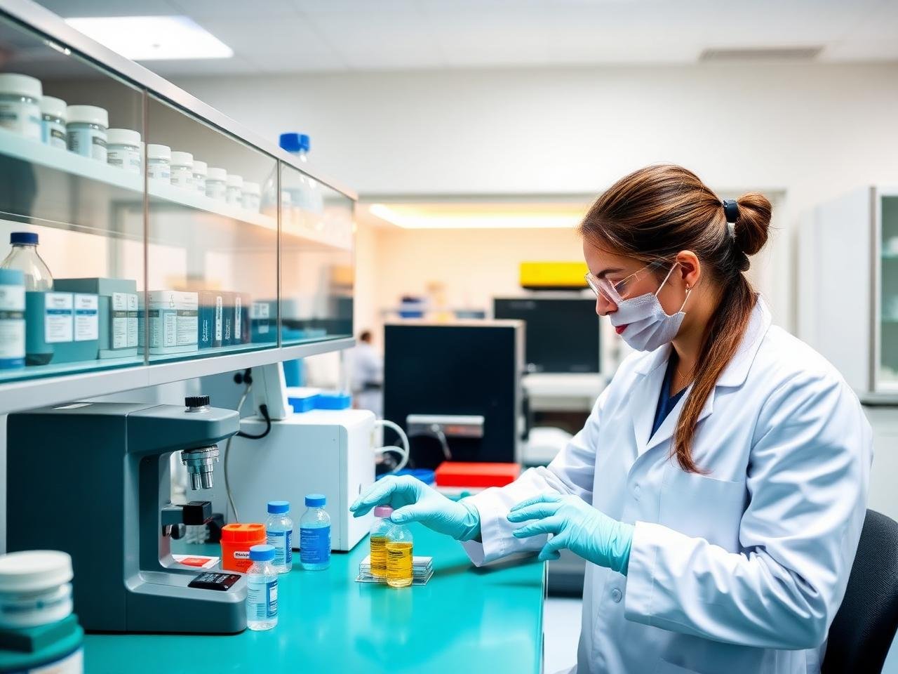 Scientist performing quality control testing in the Nemsha laboratory